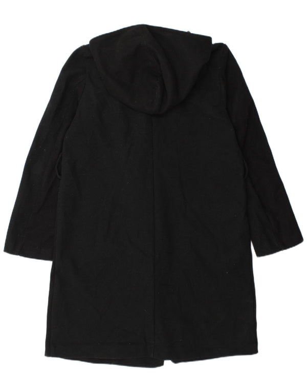 Zara Womens Hooded Oversized Double Breasted Coat UK 10 Small Black