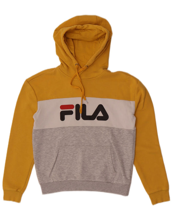 Fila Womens Graphic Hoodie Jumper UK 6 XS Multicoloured Colourblock