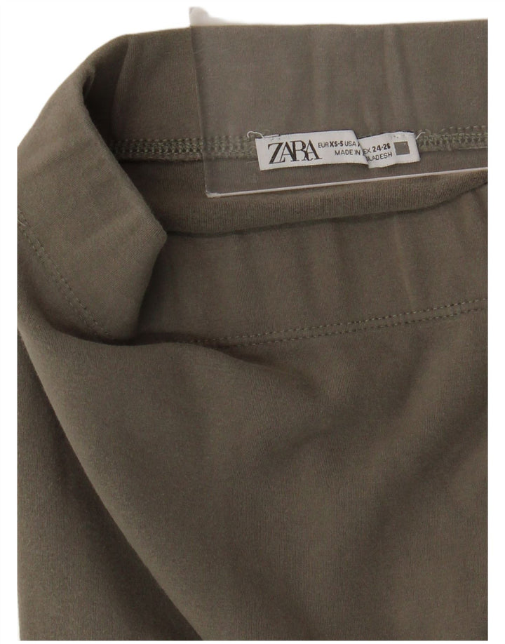 Zara Womens Leggings UK 4 XS Khaki