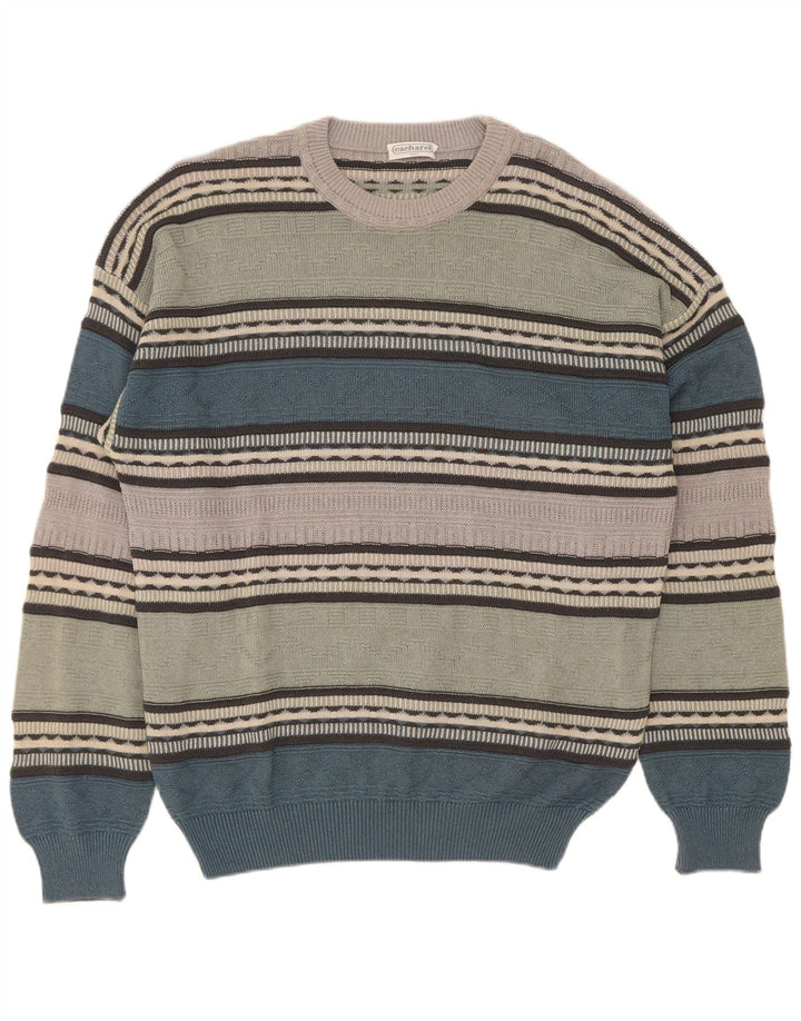 Cacharel Mens Crew Neck Jumper Sweater EU 52 Large Green Colourblock