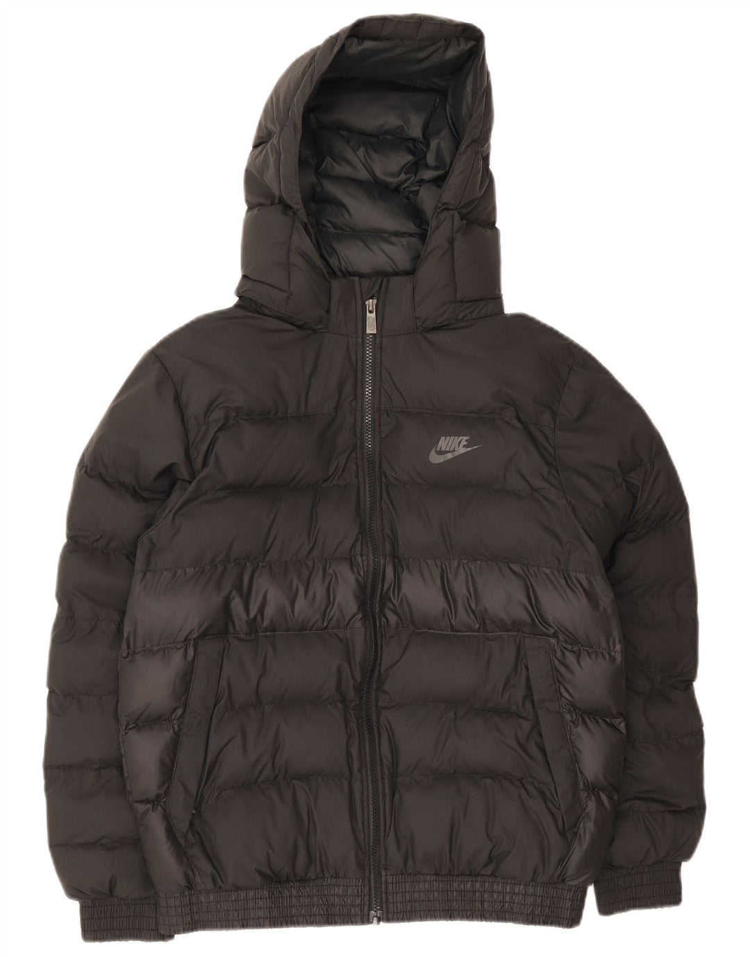 Nike Boys Hooded Padded Jacket 13-14 Years XL Black Colourblock Polyester