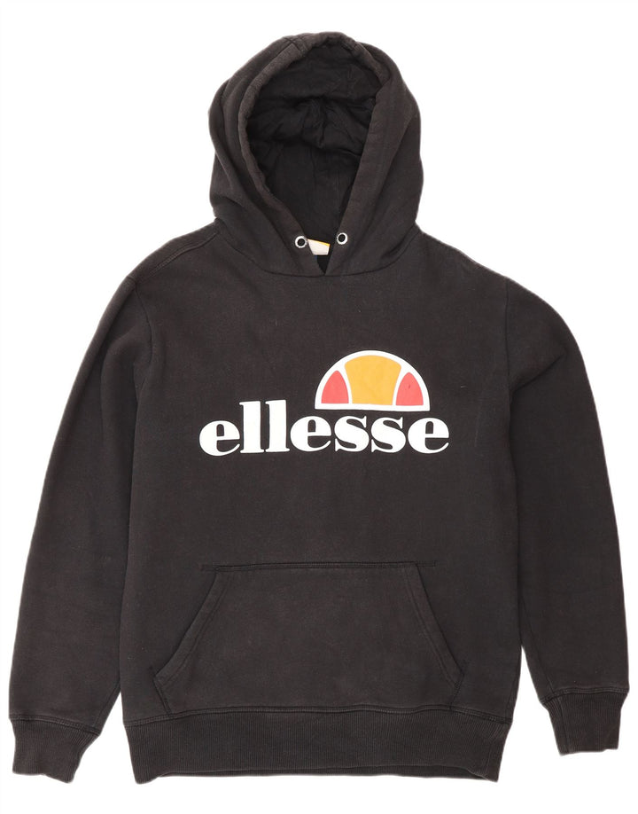 ELLESSE Mens Graphic Hoodie Jumper Medium Black Cotton