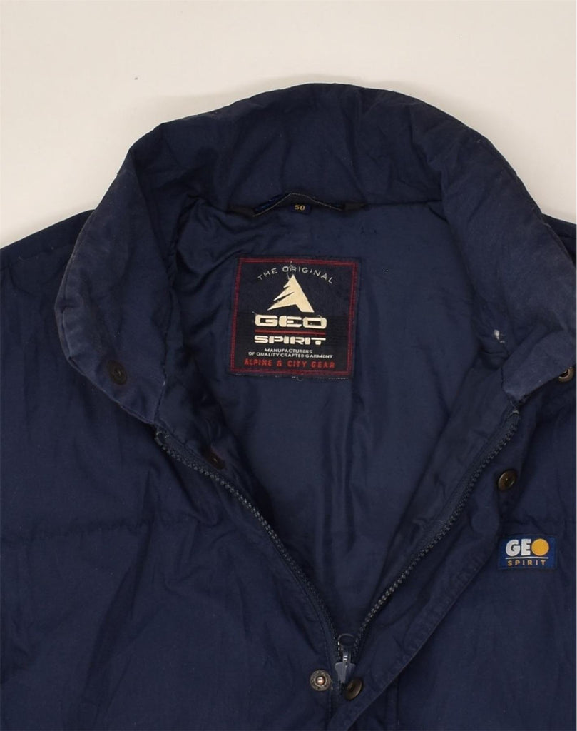 GEO SPIRIT Mens Padded Jacket IT 50 Large Navy Blue Polyester | Vintage Geo Spirit | Thrift | Second-Hand Geo Spirit | Used Clothing | Messina Hembry 