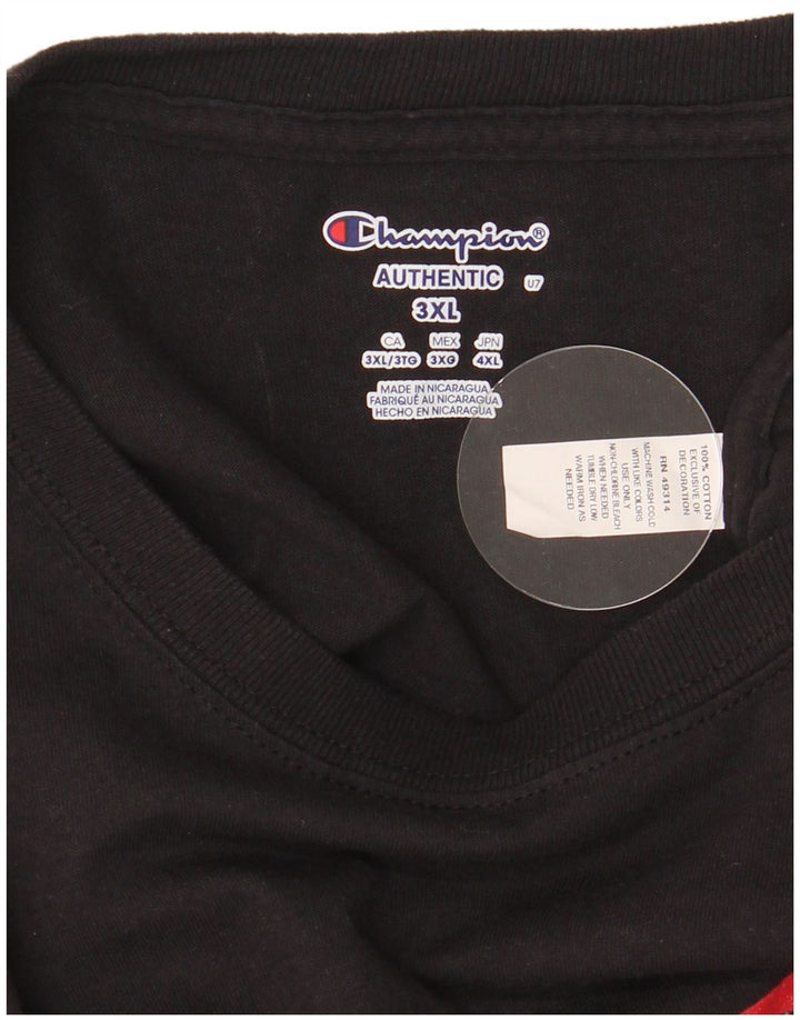 Champion Mens Graphic T-Shirt Top 3XL Black Cotton
