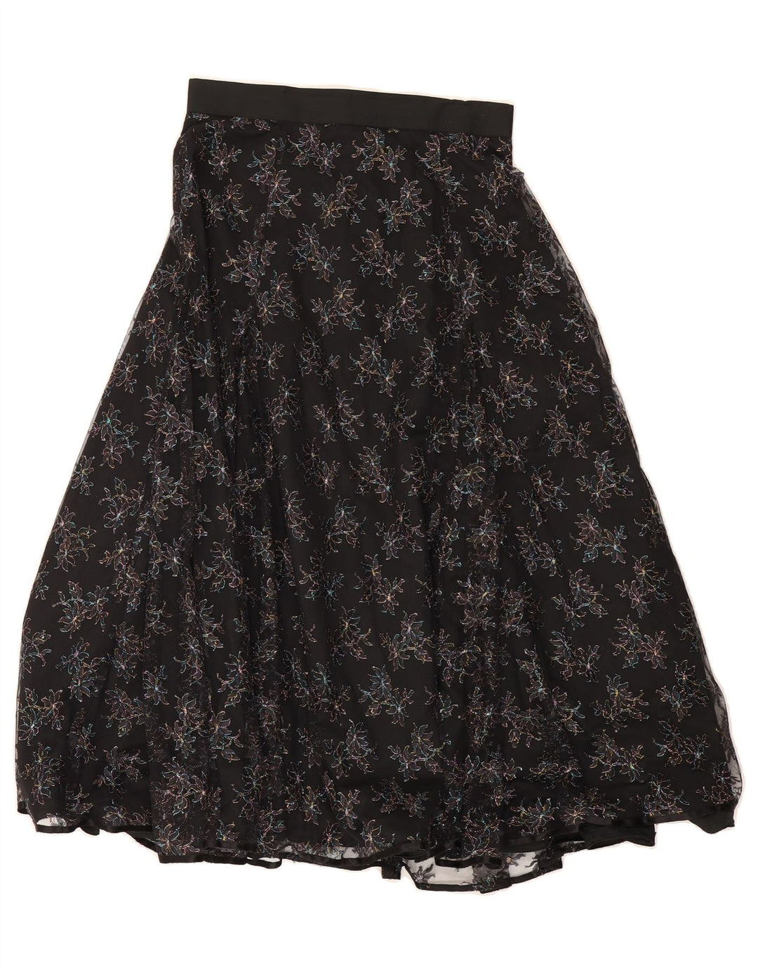 VINTAGE Womens A-Line Skirt W28 Medium  Black Floral Vintage Vintage and Second-Hand Vintage from Messina Hembry 