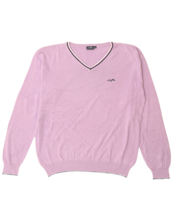 Lotto Mens V-Neck Jumper Sweater XL Purple Cotton