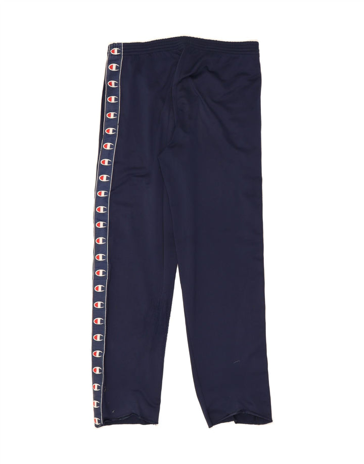 CHAMPION Mens Graphic Tracksuit Trousers Large  Navy Blue Polyester Vintage Champion and Second-Hand Champion from Messina Hembry 