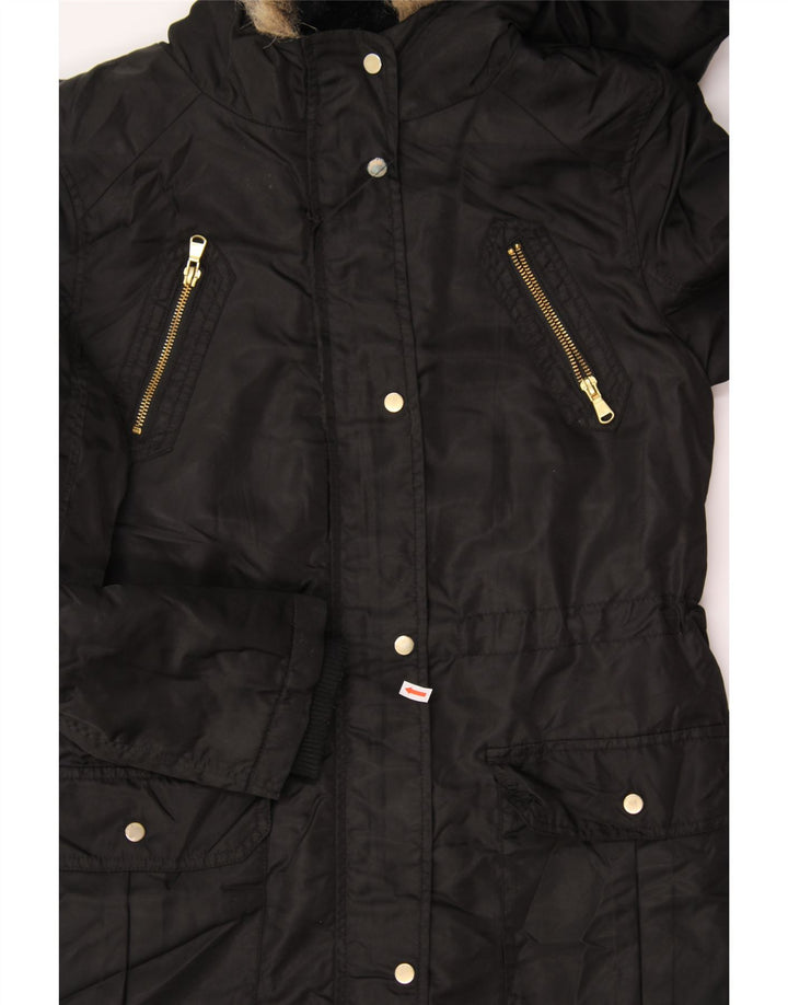 OASIS Womens Loose Fit Hooded Windbreaker Coat UK 10 Small Black Polyester Vintage Oasis and Second-Hand Oasis from Messina Hembry 