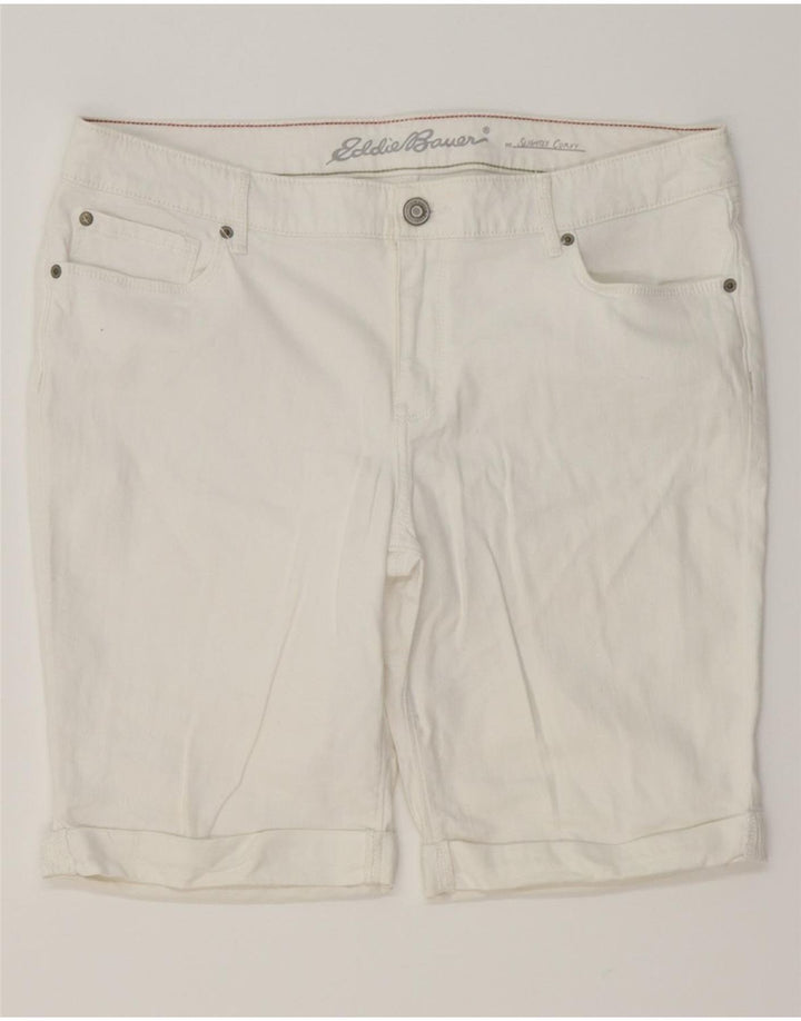 EDDIE BAUER Womens Slightly Curvy Denim Shorts US 12 Large W34  White Vintage Eddie Bauer and Second-Hand Eddie Bauer from Messina Hembry 