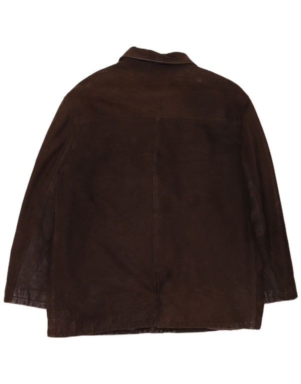 Vintage Mens Leather Jacket IT 56 3XL Brown Leather