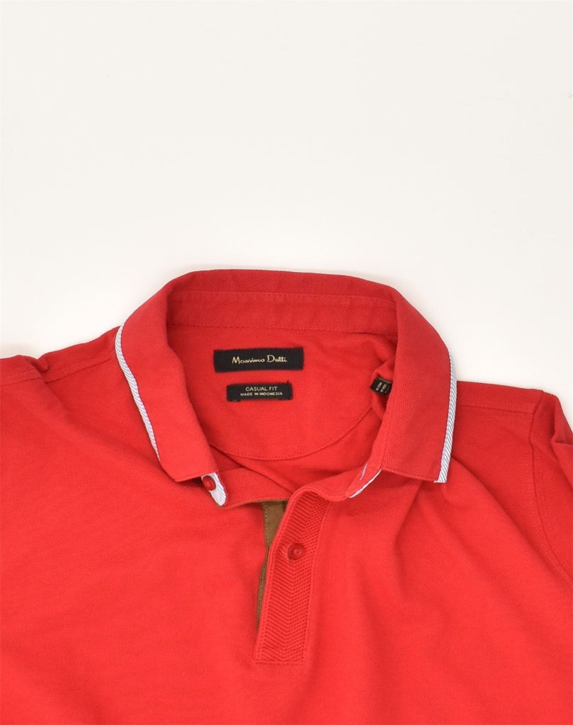 MASSIMO DUTTI Mens Classic Fit Long Sleeve Polo Shirt Medium Red Cotton | Vintage Massimo Dutti | Thrift | Second-Hand Massimo Dutti | Used Clothing | Messina Hembry 