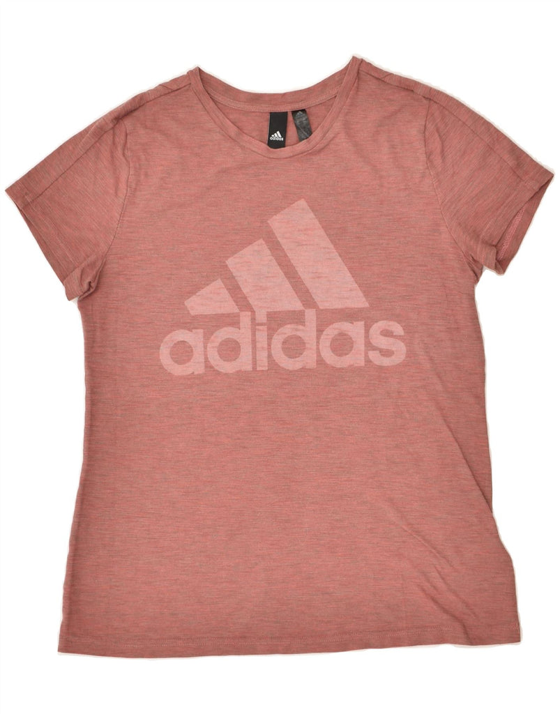 ADIDAS Womens Graphic T-Shirt Top UK 12/14 Medium Pink Polyester | Vintage Adidas | Thrift | Second-Hand Adidas | Used Clothing | Messina Hembry 