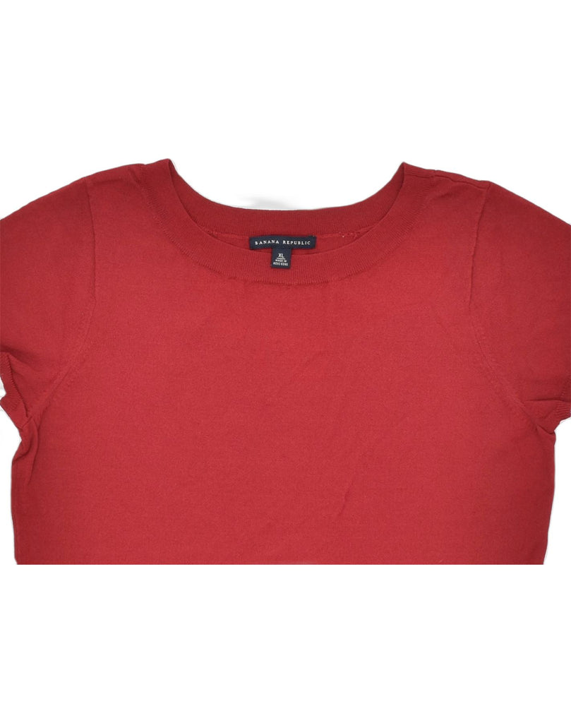 BANANA REPUBLIC Womens Knit Top UK 18 XL Red Rayon | Vintage | Thrift | Second-Hand | Used Clothing | Messina Hembry 