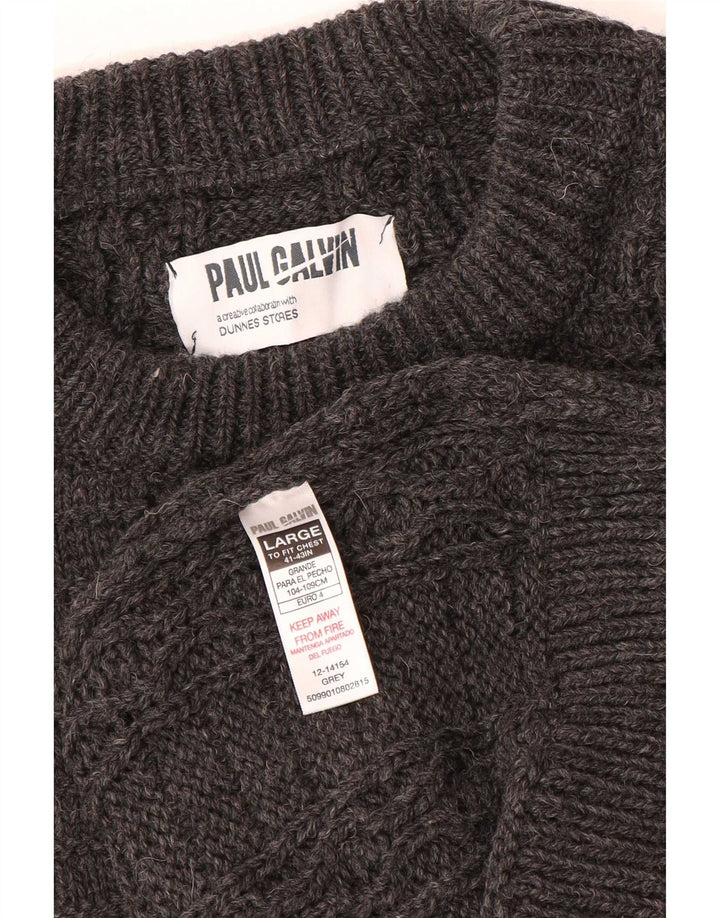 Dunnes Stores Mens Boat Neck Jumper Sweater Large Grey Wool