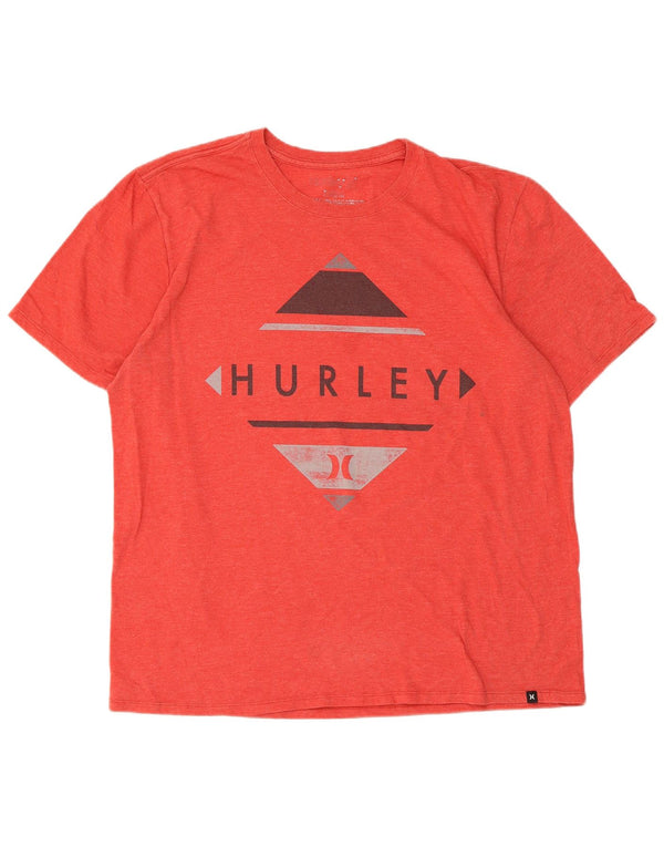 Hurley Mens Graphic T-Shirt Top Large Red Polyester