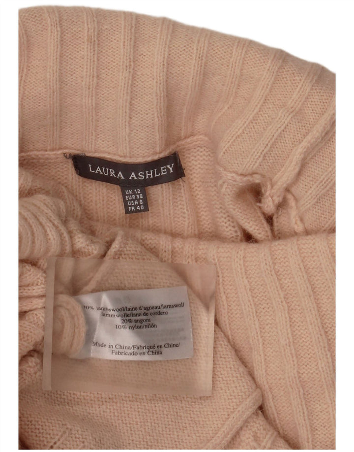 Laura Ashley Womens Roll Neck Jumper Sweater UK 12 Medium  Pink Lambswool