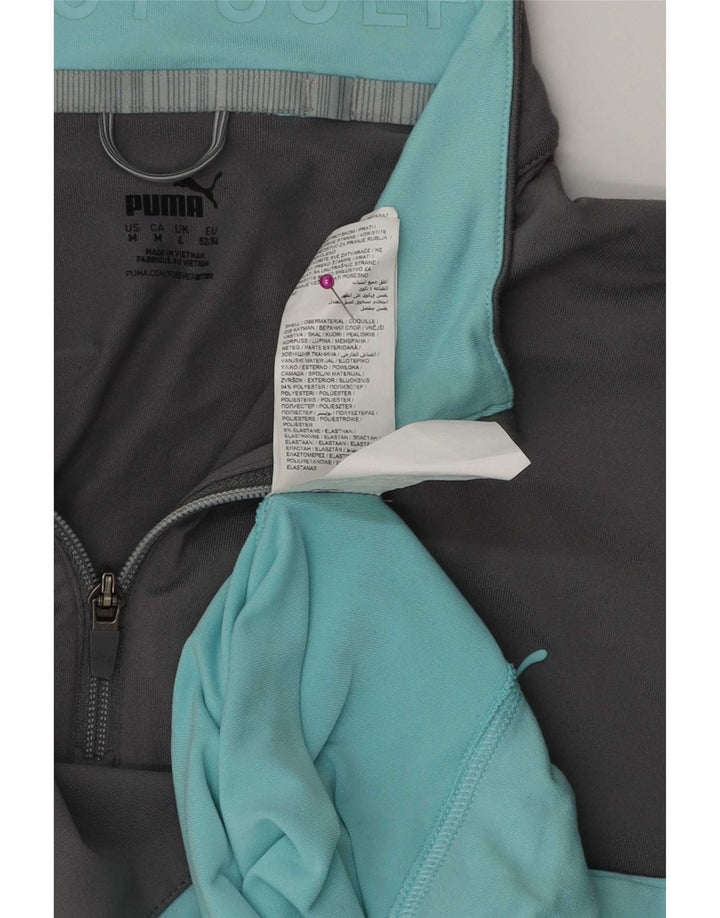 Puma Mens Zip Neck Pullover Tracksuit Top Large Grey Colourblock Polyester