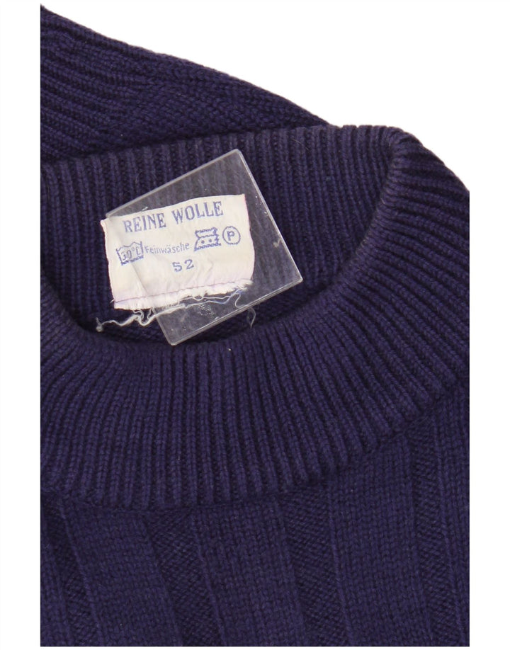 Vintage Mens Crew Neck Jumper Sweater EU 52 Large Purple Wool