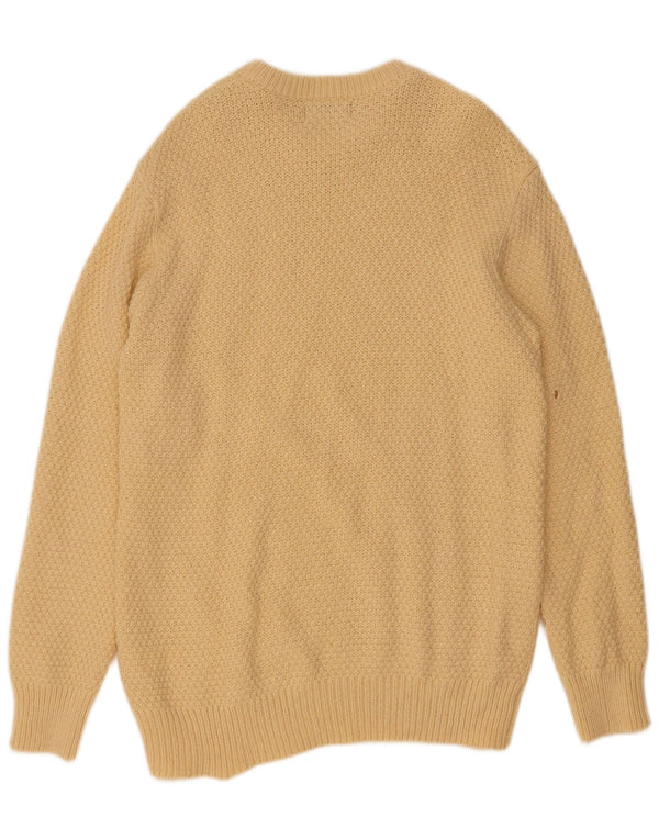 Marks & Spencer Mens Crew Neck Jumper Sweater Large Beige Lambswool