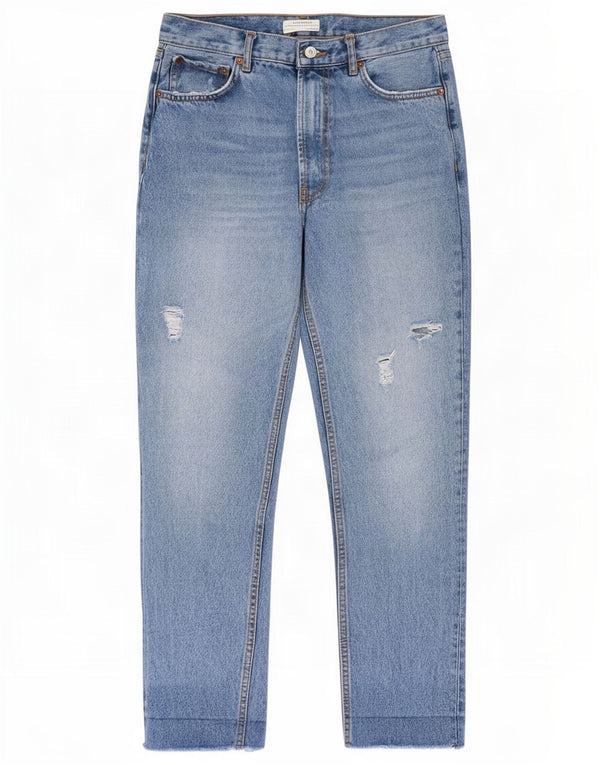 Zara Womens Distressed Tapered Jeans EU 36 XS W26 L27 Blue
