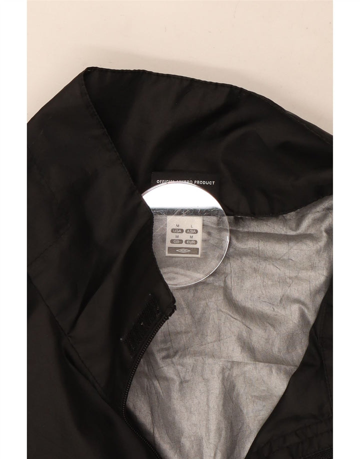 Umbro Mens Graphic Hooded Rain Jacket UK 38 Medium Black Polyester