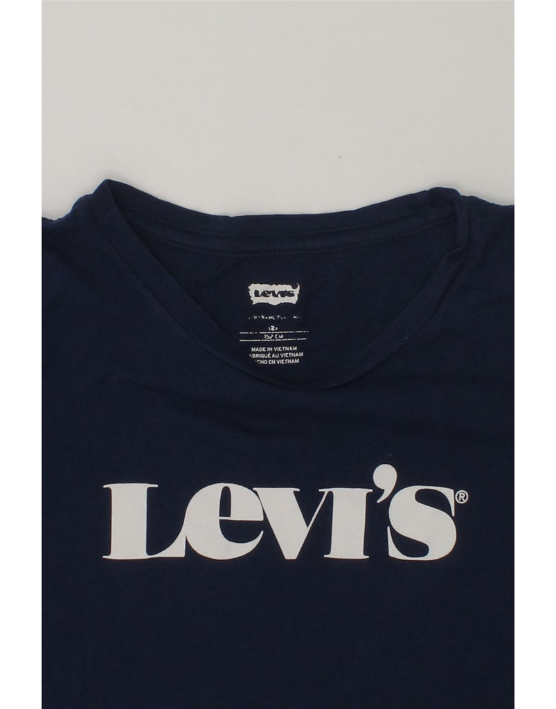 LEVI'S Girls Graphic T-Shirt Top 11-12 Years Navy Blue Cotton | Vintage Levi's | Thrift | Second-Hand Levi's | Used Clothing | Messina Hembry 