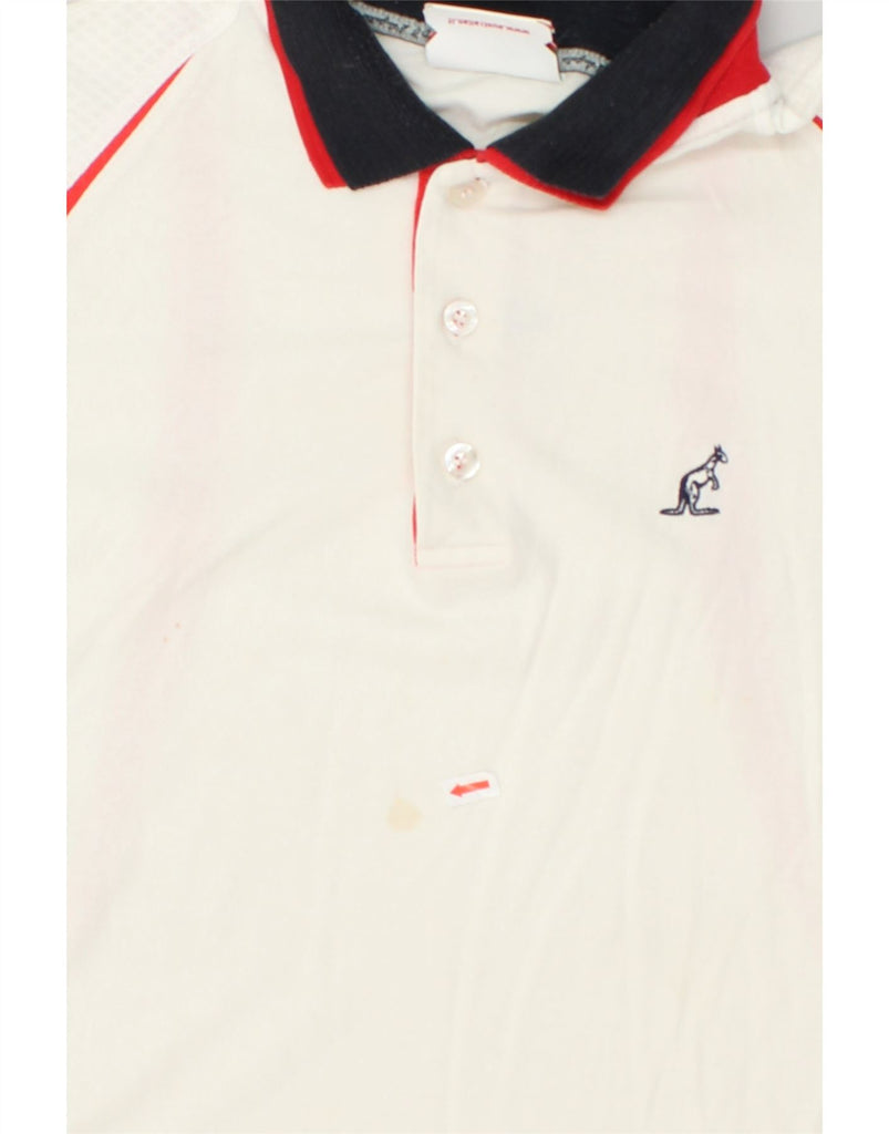 AUSTRALIAN L'ALPINA Mens Graphic Polo Shirt IT 50 Medium Off White Cotton | Vintage AUSTRALIAN L'ALPINA | Thrift | Second-Hand AUSTRALIAN L'ALPINA | Used Clothing | Messina Hembry 