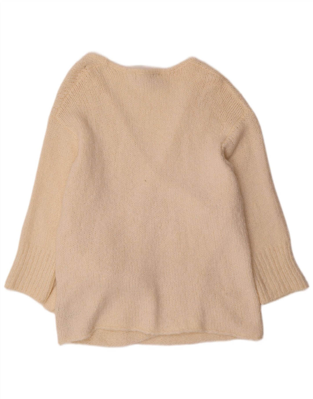 Zara Womens Wrap Oversized Cardigan Sweater UK 10 Small Off White Acrylic