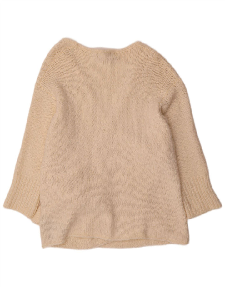Zara Womens Wrap Oversized Cardigan Sweater UK 10 Small Off White Acrylic