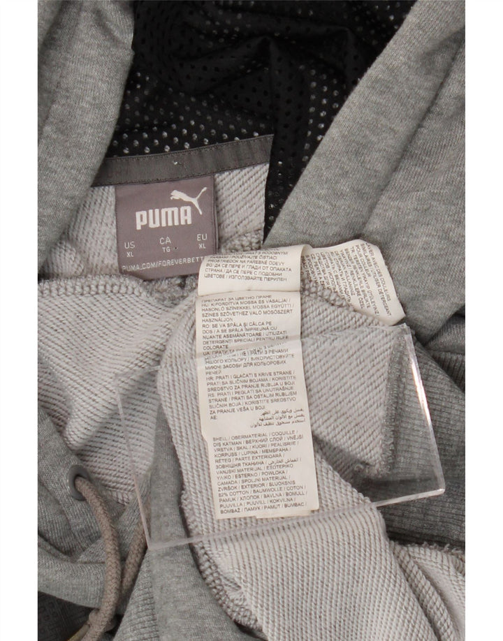PUMA Mens Graphic Hoodie Jumper XL Grey Flecked Cotton