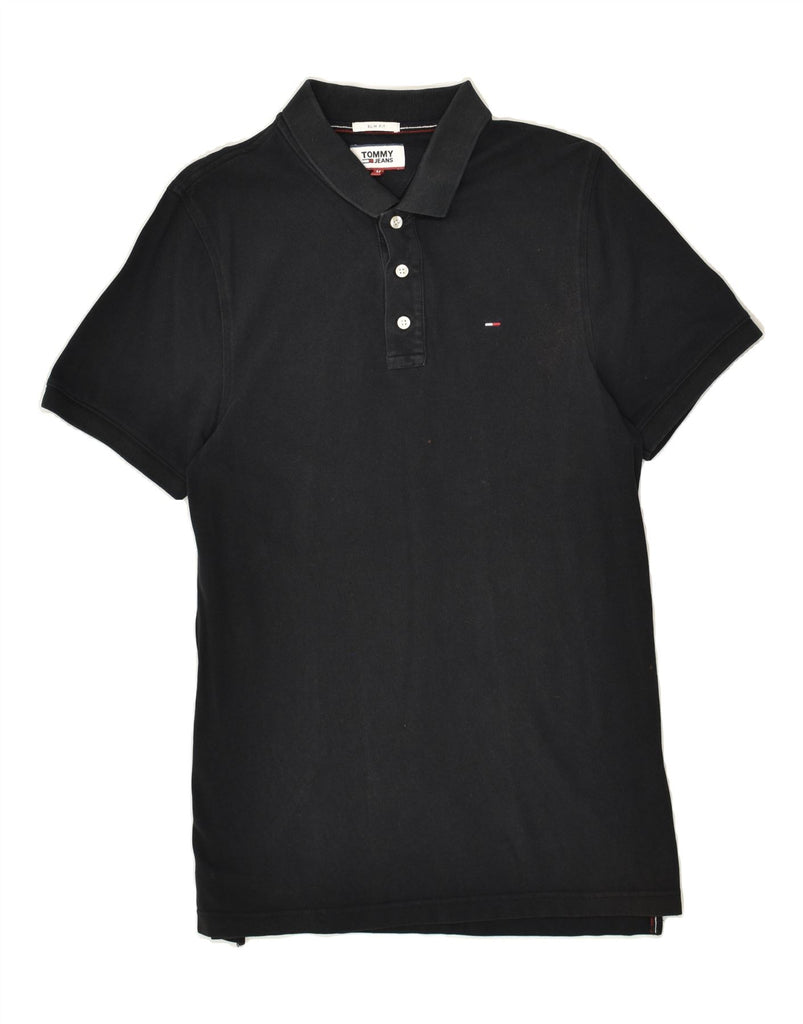 TOMMY HILFIGER Mens Slim Fit Polo Shirt Medium Black Cotton | Vintage Tommy Hilfiger | Thrift | Second-Hand Tommy Hilfiger | Used Clothing | Messina Hembry 