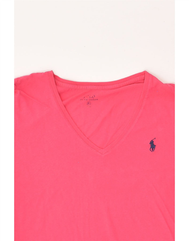 POLO RALPH LAUREN Womens T-Shirt Top UK 14 Medium Pink Cotton | Vintage Polo Ralph Lauren | Thrift | Second-Hand Polo Ralph Lauren | Used Clothing | Messina Hembry 