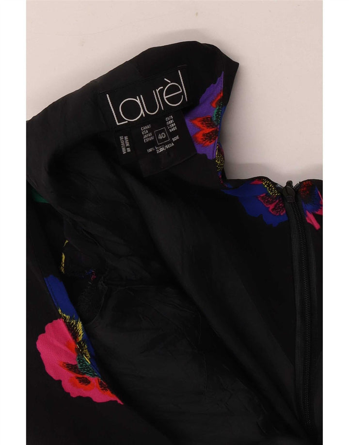 Laurel Womens Sheath Dress EU 40 Medium Black Floral Silk