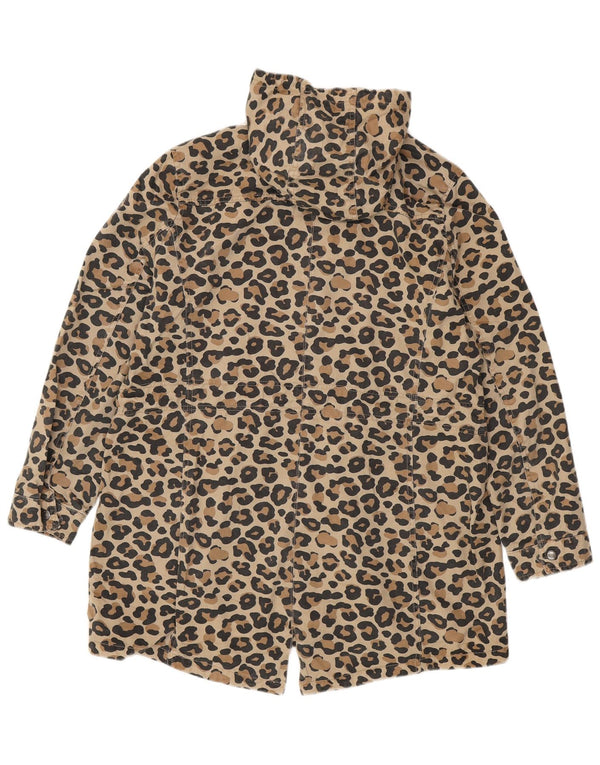 LEVI'S Womens Hooded Parka Jacket UK 18 XL Beige Animal Print Cotton