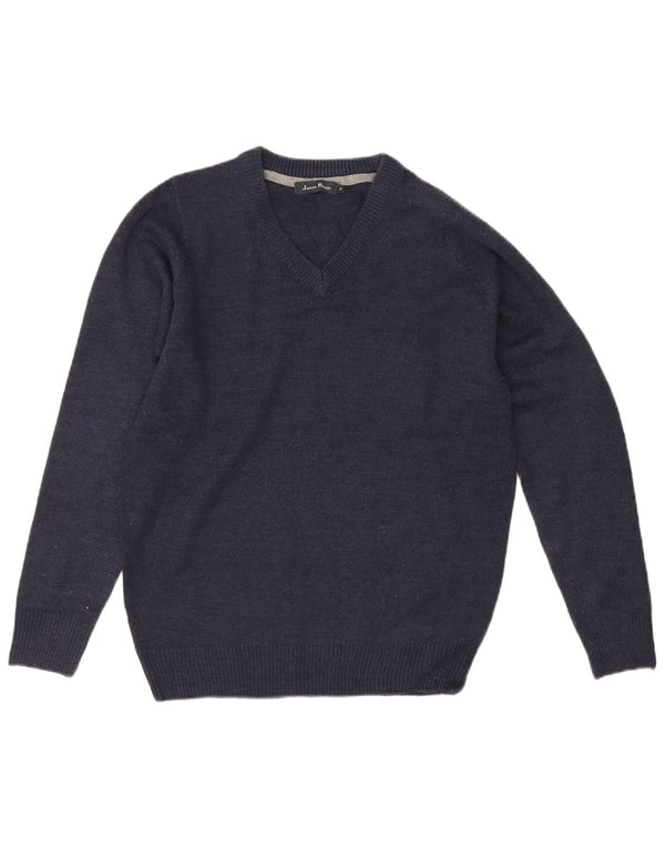 James Pringle Mens V-Neck Jumper Sweater Small Navy Blue Acrylic