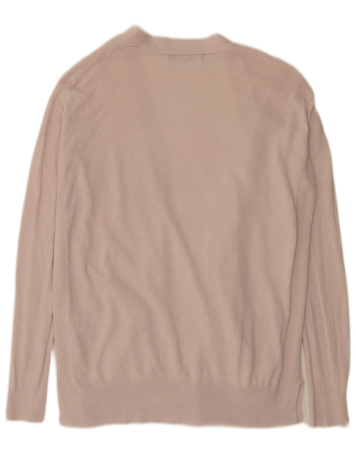 Marks & Spencer Womens Open Cardigan Sweater UK 12 Medium Pink Cotton
