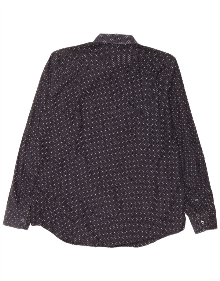 MICHAEL KORS Mens Shirt Large Black Spotted Cotton