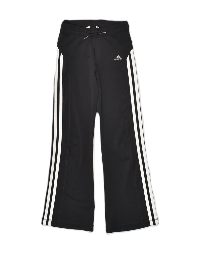 ADIDAS Girls Flare Tracksuit Trousers 7-8 Years Black Polyester | Vintage Adidas | Thrift | Second-Hand Adidas | Used Clothing | Messina Hembry 