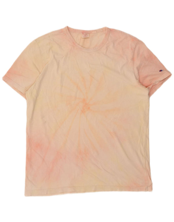 Champion Mens T-Shirt Top Large Pink Tie Dye