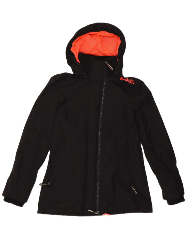 Superdry Womens The Windmac Hooded Loose Fit Rain Jacket UK 10 Small Black