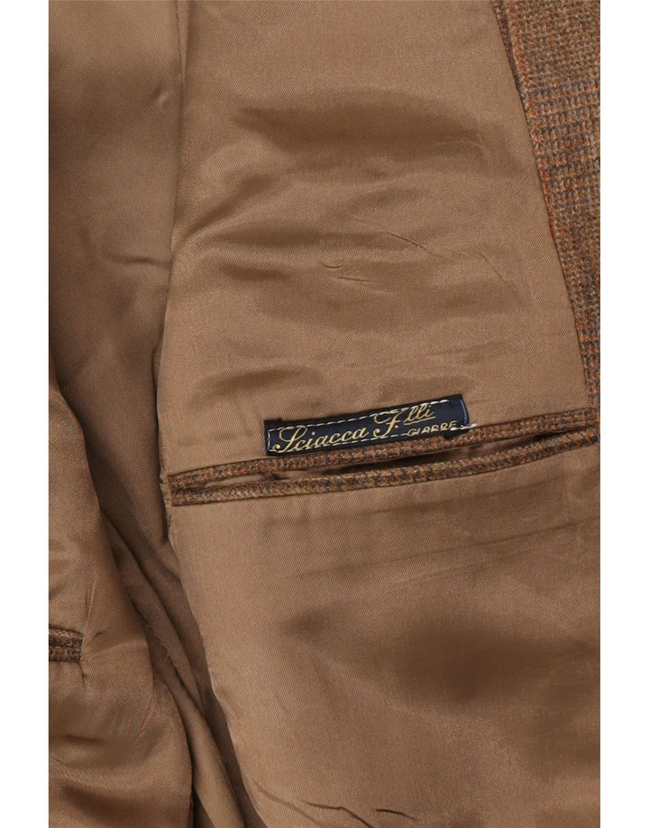 SAN REMO Womens Double Breasted Blazer Jacket IT 48 XL Brown Check Vintage San Remo and Second-Hand San Remo from Messina Hembry 