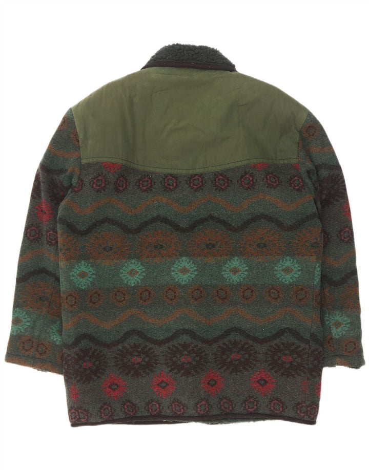 Redpoint Mens Windbreaker Coat UK 42 XL Green Geometric Wool