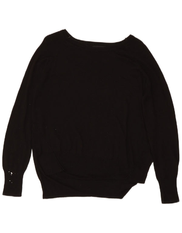ZARA Womens Boat Neck Jumper Sweater UK 14 Large Black Synthetic