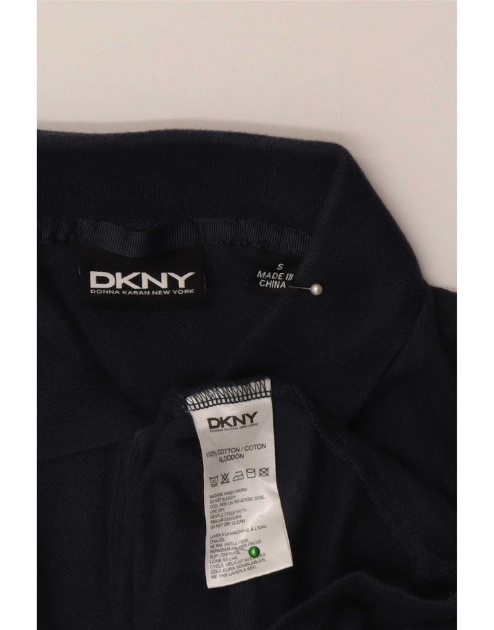 Dkny Mens Graphic Polo Shirt Small Navy Blue Cotton