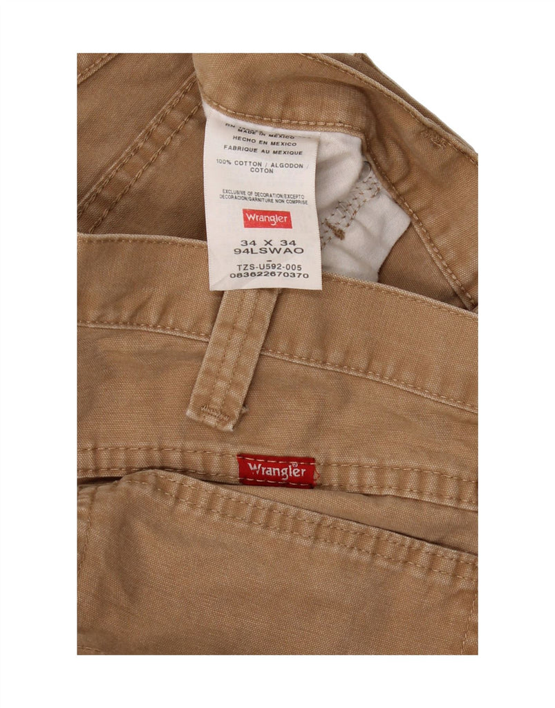 WRANGLER Mens Straight Cargo Trousers W34 L34 Brown Cotton Vintage Wrangler and Second-Hand Wrangler from Messina Hembry 