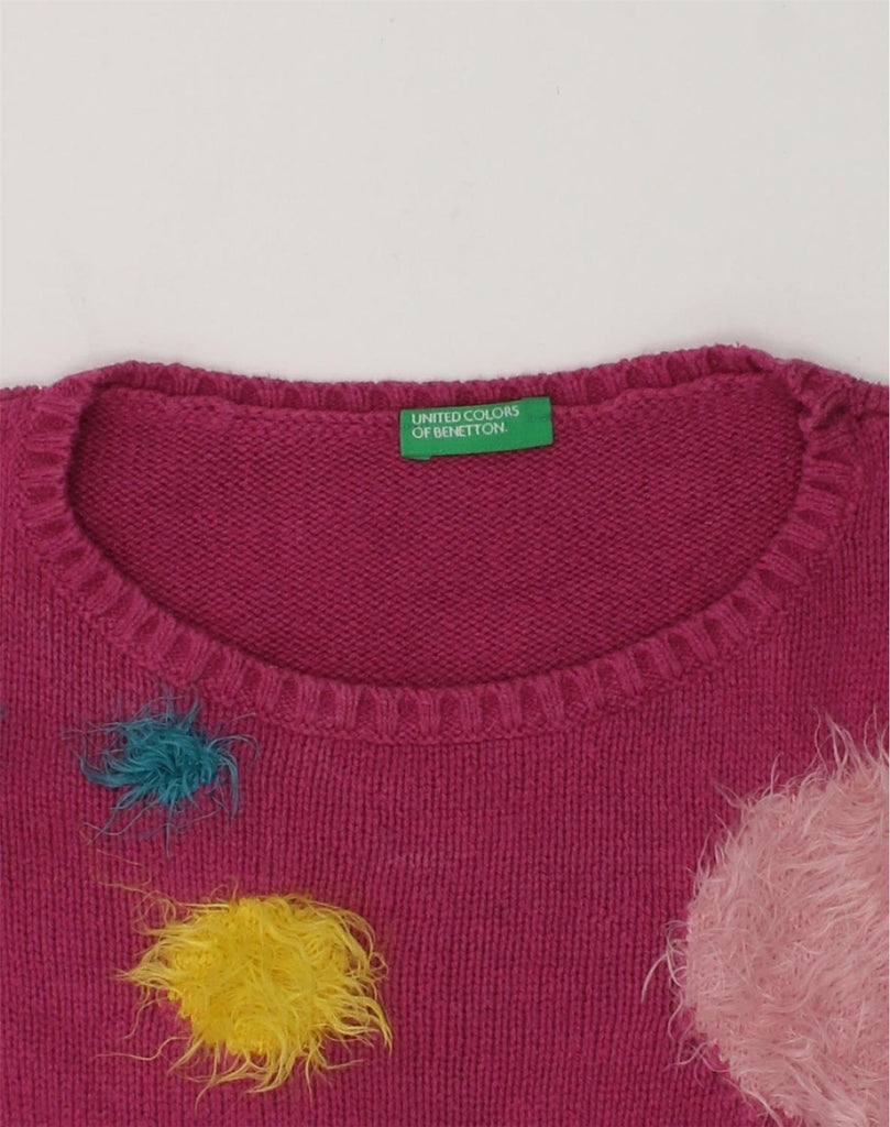 UNITED COLORS OF BENETTON Girls Crew Neck Jumper Sweater 8-9 Years Pink | Vintage United Colors of Benetton | Thrift | Second-Hand United Colors of Benetton | Used Clothing | Messina Hembry 