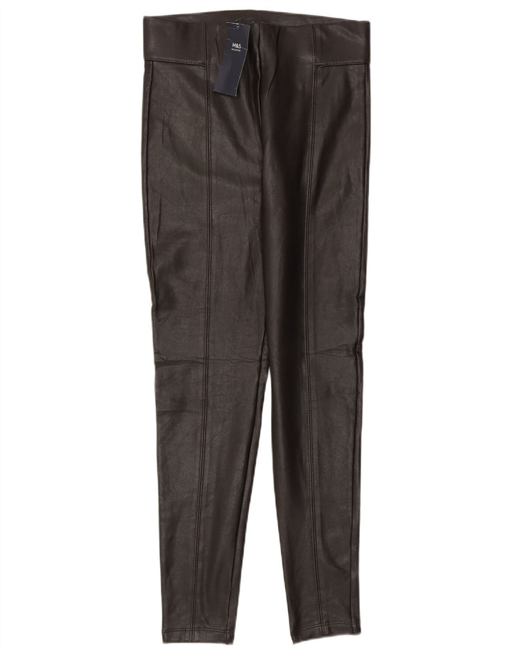 Marks & Spencer Womens Faux Leather Leggings UK 8 Small Brown Polyester