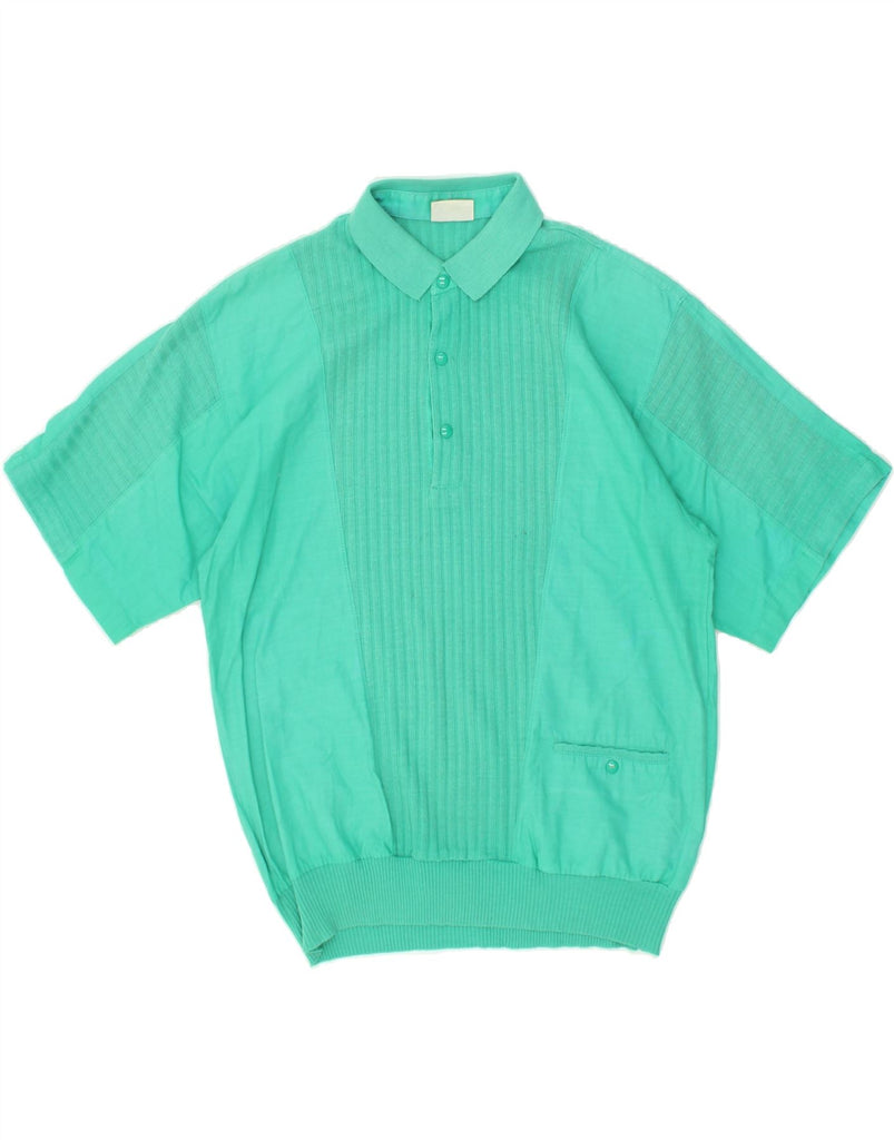 VINTAGE Mens Polo Shirt Medium Turquoise Cotton | Vintage Vintage | Thrift | Second-Hand Vintage | Used Clothing | Messina Hembry 