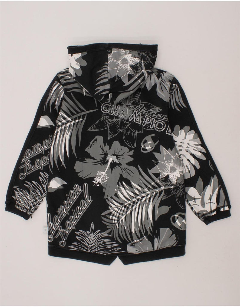 CHAMPION Girls Zip Hoodie Sweater 5-6 Years XS  Black Floral Vintage Champion and Second-Hand Champion from Messina Hembry 