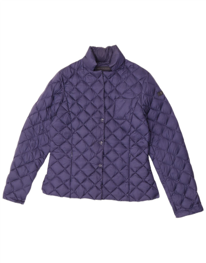 Trussardi Womens Padded Jacket IT 44 Medium Navy Blue Polyamide
